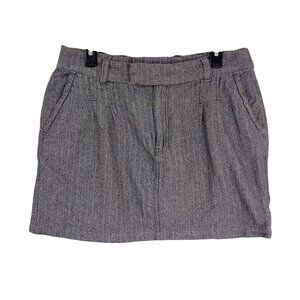 Free People Herringbone Tweed Mini Skirt Gray Size 8 100% Cotton